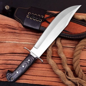 Couteau Bowie de chasse et de camping à lame fixe en acier Damas de qualité industrielle, fabriqué à la main, avec manche en bois - Product Image 3