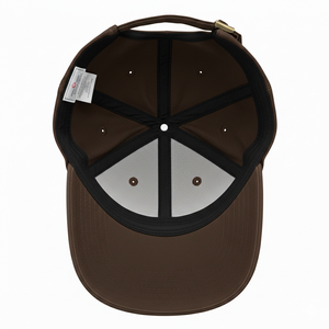 Casquette de baseball unisexe personnalisée marron à 5 panneaux, style K-Frame, bicolore, visière incurvée, structurée, avec logo brodé en 3D, en tissu éponge vierge - Product Image 5