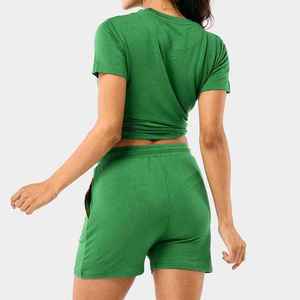 Wholesale High Quality Best Selling Women's Solid Casual Two Piece T-shirt and Shorts Set for Summer Ankle-Length Eco-Friendly - Product Image 4