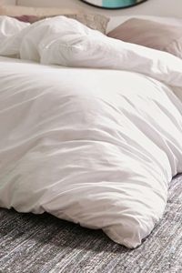 Ensemble de housse de couette blanche 3 pièces 100% coton 400TC Style simple uni Lavable Literie pour la maison - Product Image 4
