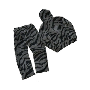 Cardigan épais à capuche pour homme, style urbain, imprimé léopard, en molleton de coton écologique, avec cordon de serrage et manches longues - Product Image 4