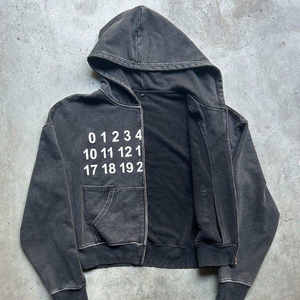 Sweat à capuche noir uni brodé délavé à l'acide, 100% coton French Terry, molleton épais 340 GSM pour l'hiver, numérique - Product Image 3