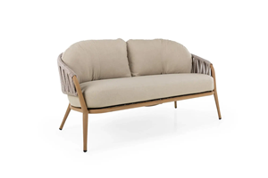 CALISTA Outdoor Rope Woven <b>Sofa</b> Set Aluminum <b>Frame</b> Garden Furniture with Teak <b>Wood</b> Table - Product Image 3