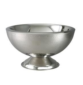 Bol à punch martelé en acier inoxydable grande capacité à double paroi, récipient de service pour boissons et refroidisseur de champagne pour fêtes, bac à boissons - Product Image 4