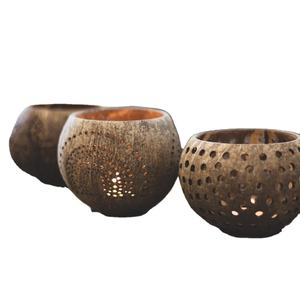 Ensemble de bols à noix de coco authentiques du Vietnam faits à la main de haute qualité cuillère vintage de taille personnalisée Design durable créatif - Product Image 1