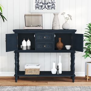 Consolle retrò con 2 cassetti e 2 ante, tavolo lungo da ingresso, consolle stretta con contenitore - Product Image 4