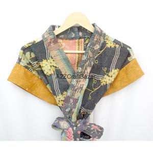 เสื้อคลุมคิมิโนแบบวินเทจทำมือ ผ้ากันธา คอวี แขนสั้น กลับด้านได้ หลายสี สำหรับผู้หญิง ทำจากผ้าฝ้ายออร์แกนิค เป็นมิตรต่อสิ่งแวดล้อม - Product Image 2