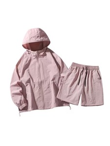Unisex Pink Windbreaker Hooded <b>Jacket</b> Sets Two Piece Custom Windbreaker Shorts and <b>Jackets</b> Tracksuit Reflective Nylon Two Piece - Product Image 1