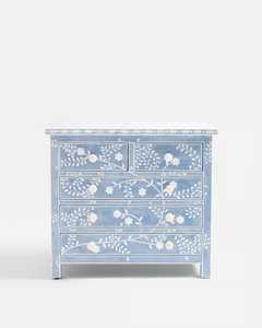 <b>Handmade</b> Flower Design Bone Inlay Dresser Kids Fabric Metal Storage Drawers Bedroom Living Room Bed Side Table <b>Clothes</b> Shoes - Product Image 2