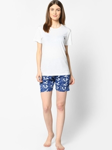 Shorts de Playa Azules Estampados para Mujer con Cordón en la Cintura, Secado Rápido, Tejido de Poliéster, Corte Casual - Product Image 4