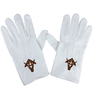 Guantes Masónicos de Algodón con Colores Personalizados, Logotipo Bordado, Largos, Transpirables, Unisex, Personalizables para las Cuatro Estaciones, para Exteriores - Product Image 1