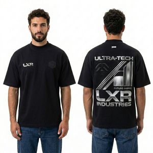 เสื้อยืดผู้ชาย Black Tech Typography ผ้าฝ้ายพรีเมียม สัมผัสนุ่ม สไตล์คนเมือง ทนทาน ขายส่ง เสื้อยืดทรงหลวม - Product Image 1