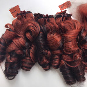 Prix de gros 100% brut vierge vietnamien humain dentelle perruque trame rebond Curl Piano couleur Orange Super Double Drawn Extensions de cheveux - Product Image 1