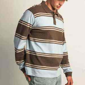 เสื้อรักบี้แขนยาวแบบคลาสสิคสไตล์วินเทจสำหรับผู้ชาย เสื้อรักบี้ลายทางหนาแบบสั่งทำพิเศษ - Product Image 2