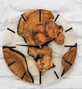 Custom Epoxy Resin Art Deco Wooden Grain Pattern Quartz Analog Hanging <b>Wall</b> <b>Clock</b> with Box for Living Room <b>Bedroom</b> Decor - Product Image 2