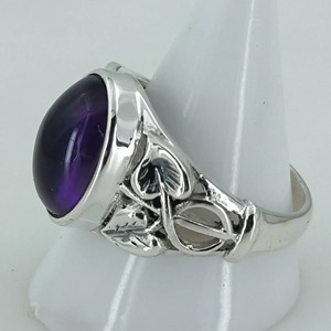 Amethyst <b>Ring</b> Handmade Sterling Silver Bezel Setting Natural Purple Oval Gemstone <b>Boho</b> Jewelry February Birthstone - Product Image 5