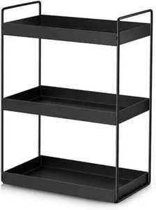 Modern S Shaped <b>Gold</b> Metal <b>Console</b> <b>Table</b> 3 Tier Wave Charcoal Grey Storage Shelf Creative Sideboard Display Rack - Product Image 3