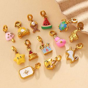 Joyas de playa de acero inoxidable con dijes de esmalte de cuento de hadas, colgantes de bikini de hongos Kawaii para chicas Y2K - Product Image 2