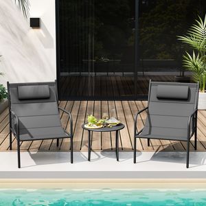 Set Bistrot da Esterno in 3 Pezzi, Set di Sedie in Metallo e Tavolino da Caffè per Patio - Product Image 3