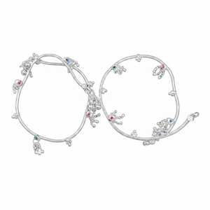 Chaîne de cheville DIVYORO en argent ornée de pierres perlées - Product Image 1