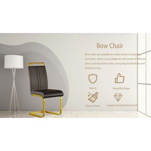 Sedia da Pranzo Moderna con Gambe in Metallo a Forma di C, Schienale Alto in Ecopelle PU, Sedia Laterale Imbottita con Finitura Cromata, Kit per Sala da Pranzo - Product Image 5