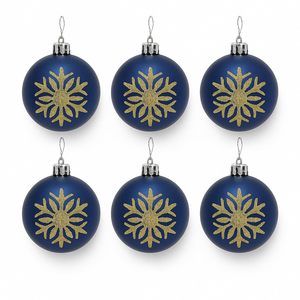Blue and Golden <b>Glitter</b> Snowflake <b>Ball</b> Ornaments Christmas Tree Decoration Items - Product Image 3