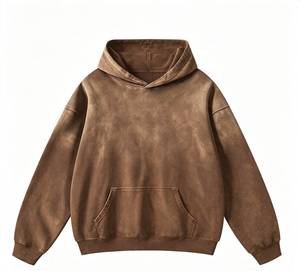 เสื้อฮู้ดโอเวอร์ไซส์ผู้ชาย สีพื้น ผ้าฟลีซ สวมใส่สบายๆ สำหรับฤดูใบไม้ร่วง ทรงปกติ มีกระเป๋า ดีไซน์ผ้าถัก ผ้าฝ้าย - Product Image 4