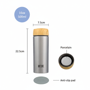 Hot Selling 16Oz/500ml Modern <b>Double</b> <b>Wall</b> SUS 304 Vacuum Flask Porcelain Liner Lid 4-6hr Hot/Cold Insulation Boiling Water Safe - Product Image 5