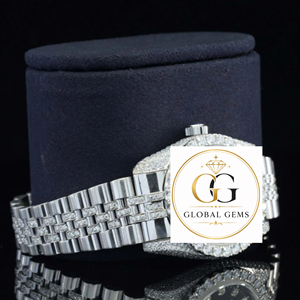 Reloj de Lujo Blanco con Diamantes Moissanite, Correa de Acero Inoxidable, Joyería Hip Hop de Lujo en Venta - Product Image 6