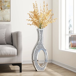 Vase de table haut de gamme en métal avec glaçure transparente craquelée – Support à fleurs moderne, élégant et luxueux pour l'affichage en hôtel - Product Image 3