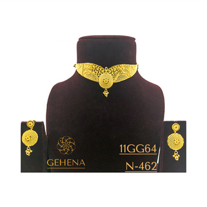 Ensemble de colliers courts de 5 grammes en plaqué or 24 carats, ensemble de boucles d'oreilles, bague pour femmes, nouveau Big Custom-Sexy Elegant Fashion Jewelry - Product Image 1