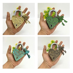 Old Fashion Lock Fully Functioning Vintage Style Brass Metal <b>Padlock</b> Antique Bronze in Low Price Antique Cast Iron Lock with Key - Product Image 4