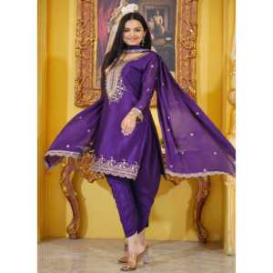 Traje Dhoti Bordado con Lentejuelas para Mujer, Elegante Conjunto de Traje para Fiesta - Product Image 3