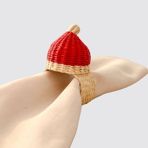 Anillo para Servilletas con Diseño de Gorro de Santa Claus, Tejido a Mano con Ratán Ecológico, Decoración Navideña Creativa y Premium para la Mesa, Accesorio Rústico para la Cena Navideña - Product Image 2