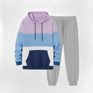 Conjunto Deportivo Unisex de Dos Piezas, Sudadera con Capucha y Pantalones, Estampado Acid Wash, 100% Algodón Transpirable, Color Sólido, Casual, para Otoño - Product Image 6
