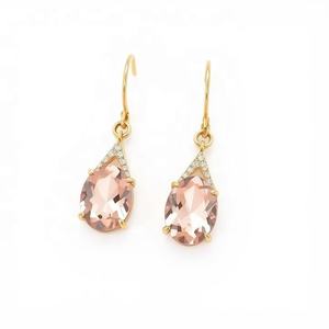 Boucles d'oreilles exclusives en quartz champagne, forme ovale, en argent sterling 925, pierres précieuses pour femmes - Product Image 2