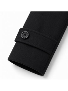 Men's Double Breasted <b>Wool</b> Overcoat Notched Lapel Long Thick Regular Sleeve Woven Fabric Black Outerwear - Product Image 3