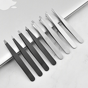 Ensemble de pinces à sourcils à pointe inclinée en acier inoxydable Outils de maquillage d'épilation de précision 4 pièces pour la beauté et le toilettage - Product Image 1