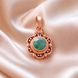 Vintage Natural Green <b>Emerald</b> Flower <b>Pendant</b> Necklace 925 Sterling Silver Rose Gold Yellow Gold Plated Handmade Gemstone Jewelry - Product Image 4