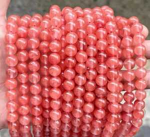 Cuentas de Cuarzo Rojo Cereza Lisas y Redondas, Cuentas Sueltas de Cuarzo Cereza para Fabricación de Joyas, Proveedor Mayorista de Piedras Preciosas - Product Image 5
