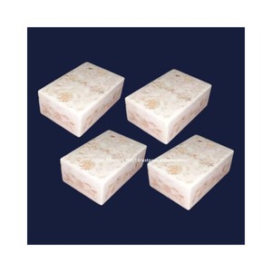 Caja con incrustaciones de mármol blanco puro básico con diseño de concha de mar de madreperla uso de diseño para regalo de joyero - Product Image 1