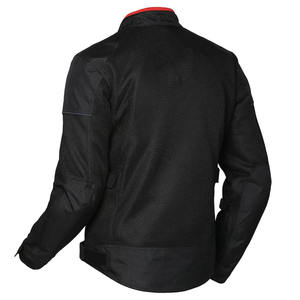 Unisex Full Sleeve Black Mesh Cordura <b>Motorcycle</b> <b>Jacket</b> Red Zipper Pockets Anti-UV Quick Dry Features <b>Summer</b> Breathable Wear - Product Image 3