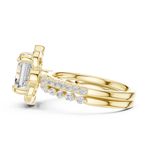 Bague en diamant de laboratoire taille Asscher sertie de griffes, design élégant et populaire, disponible en or jaune 14 carats, prix de gros. - Product Image 2