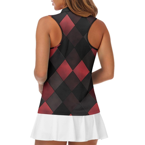 Wholesale Solid Casual Ladies <b>Slim</b> Fit Stretch Half Zip Customized Size Sublimation Breathable Sleeveless Golf For Shirts - Product Image 3