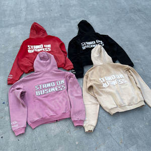 Sweat à capuche oversize unisexe en molleton, style streetwear, avec patch brodé et imprimé hiver, effet délavé vintage - Product Image 2