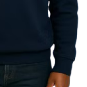 Pull en molleton à col zippé brodé bleu marine pour garçon, manches longues, décontracté, chaud, confortable pour tous les jours - Product Image 4
