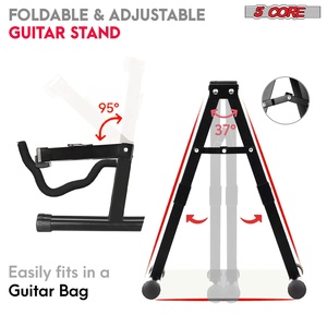 Paire de supports de guitare en A à 5 brins avec bras en mousse souple et base antidérapante pour guitares acoustiques, électriques, basses et ukulélés - Product Image 2