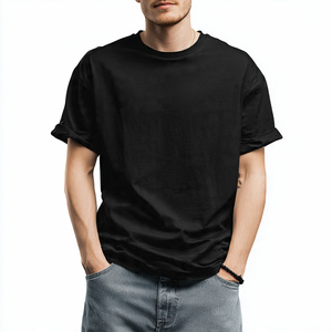 T-shirts imprimés oversize à épaules tombantes pour hommes, t-shirts légers à col rond pour l'été, t-shirts à manches courtes noirs pour hommes - Product Image 4