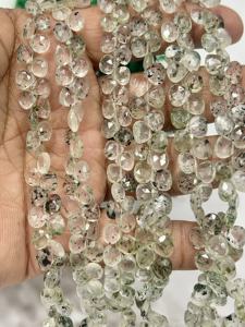 Cuentas facetadas de cuarzo rutilado verde natural AAA en forma de corazón, tamaño 6-7 mm aprox. Cadena de 8 Pulgadas - Product Image 4