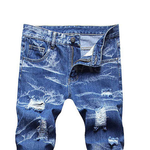 Jean déchiré léger de haute qualité pour homme, coupe décontractée, en tissu extensible 100 % coton premium, mode décontractée et extérieur - Product Image 3